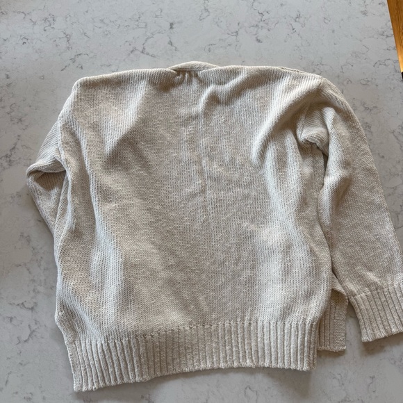 Quince Cotton Linen Relaxed Cardigan Ivory Pockets Chunky Knit Small - Picture 2 of 4